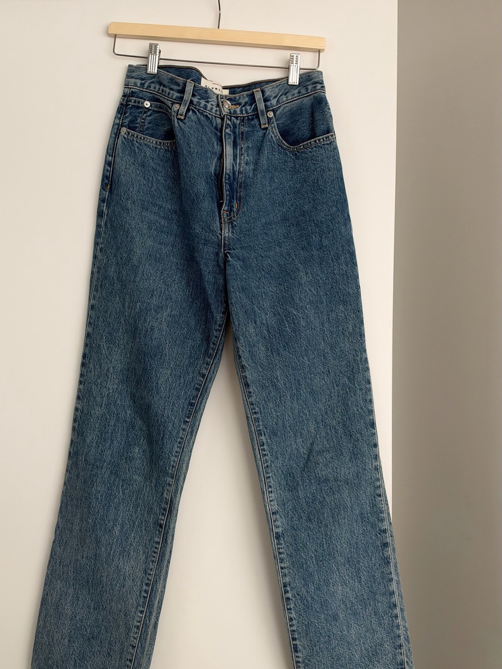 SLVRLAKE Men's Relaxed Dark Blue Denim Jeans